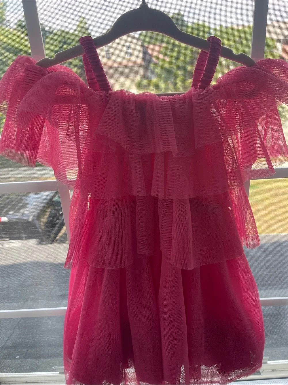 Habitual Hot Pink Tiered Tulle Dress